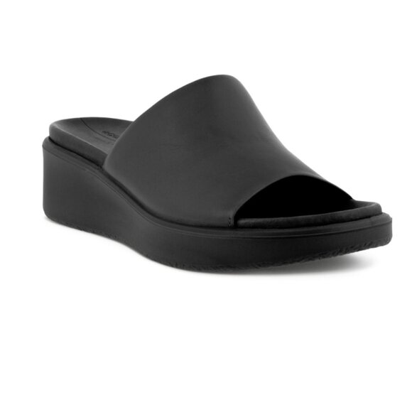 ECCO FLOWT LX Wedge Platform Sandal Black Size 38 Women's Shoes Leather EUC - Picture 1 of 9